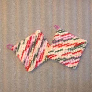 One pair of Girly Christmas crocheted cotton potholders